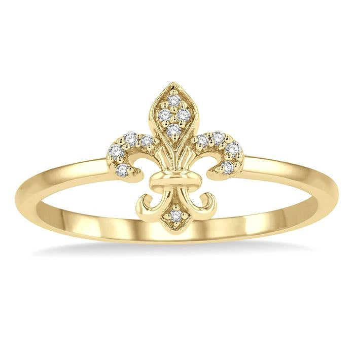 Stackable Fleur De Lis Petite Diamond Fashion Ring