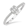 1/4 Ctw Cushion Shape Petite Baguette and Round Cut Diamond Fashion Promise Ring in 14K White Gold