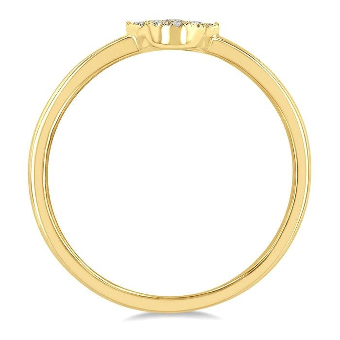 1/10 Ctw Hamsa Round Cut Diamond Fashion Petite Ring in 10K Yellow Gold