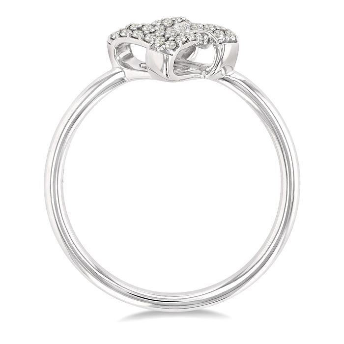 1/10 Ctw Petite Interwoven Round Cut Diamond Fashion Ring in 10K White Gold