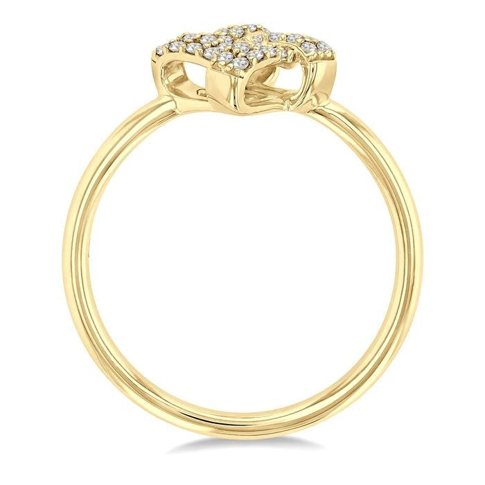 1/10 Ctw Petite Interwoven Round Cut Diamond Fashion Ring in 10K Yellow Gold