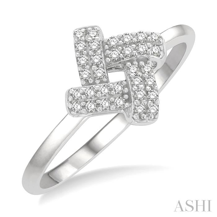 1/10 Ctw Petite Interwoven Round Cut Diamond Fashion Ring in 10K White Gold