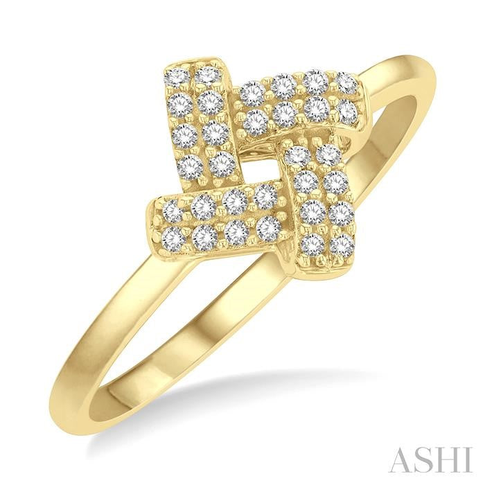1/10 Ctw Petite Interwoven Round Cut Diamond Fashion Ring in 10K Yellow Gold