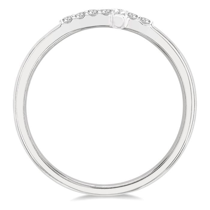 1/10 Ctw Petite Reclining Cross Round Cut Diamond Stackable Fashion Ring in 10K White Gold