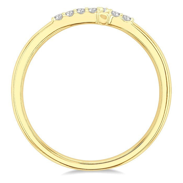 1/10 Ctw Petite Reclining Cross Round Cut Diamond Stackable Fashion Ring in 10K Yellow Gold