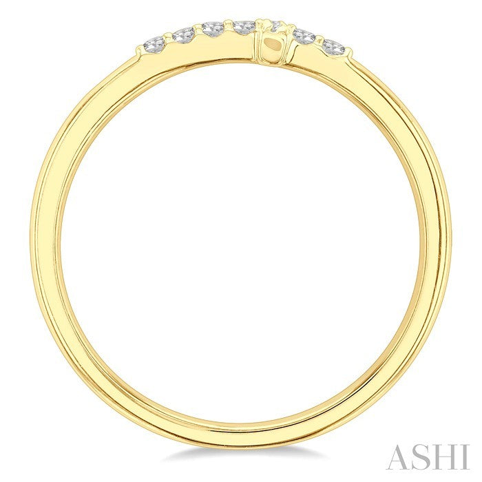 1/10 Ctw Petite Reclining Cross Round Cut Diamond Stackable Fashion Ring in 10K Yellow Gold