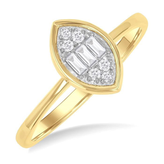 Marquise Shape Bezel Set Petite Fusion Diamond Fashion Ring