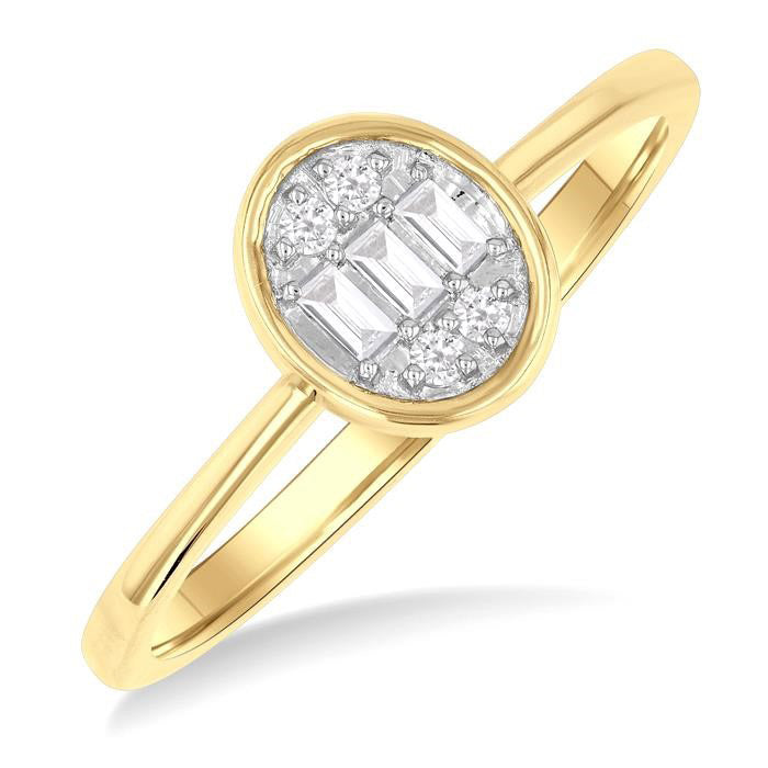 Oval Shape Bezel Set Petite Fusion Diamond Fashion Ring