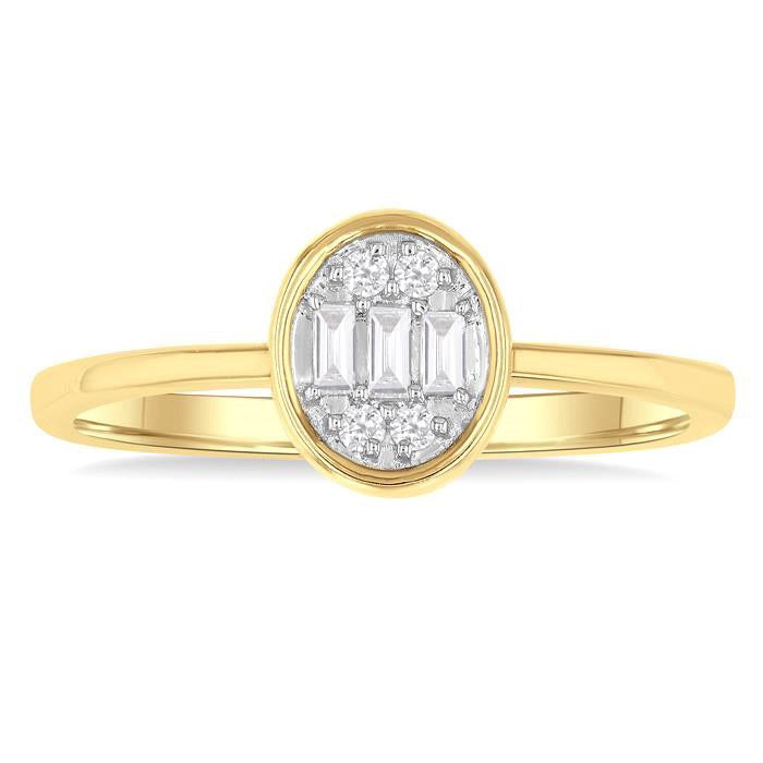 Oval Shape Bezel Set Petite Fusion Diamond Fashion Ring