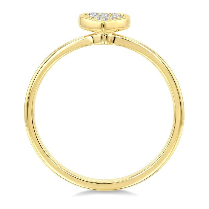 1/6 Ctw Petite Bezel Set Pear Shape Fusion Baguette and Round Cut Diamond Fashion Ring in 10K Yellow Gold