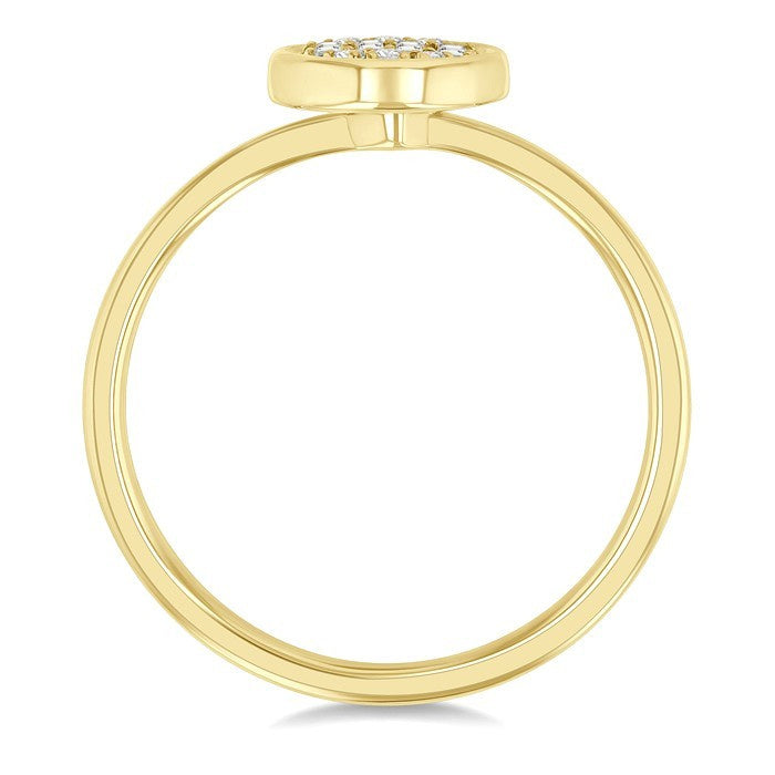 1/6 Ctw Petite Bezel Set Round Shape Fusion Baguette and Round Cut Diamond Fashion Ring in 10K Yellow Gold