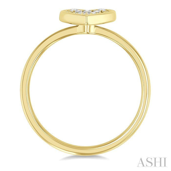 1/6 Ctw Petite Bezel Set Heart Shape Fusion Baguette and Round Cut Diamond Fashion Ring in 10K Yellow Gold