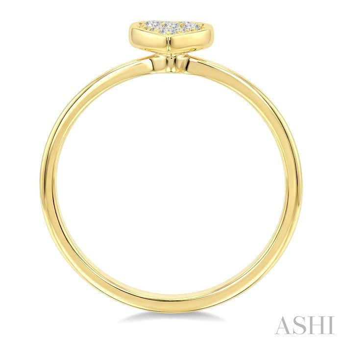1/6 Ctw Petite Bezel Set Pear Shape Fusion Baguette and Round Cut Diamond Fashion Ring in 10K Yellow Gold