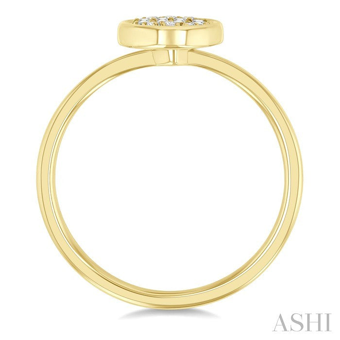 1/6 Ctw Petite Bezel Set Round Shape Fusion Baguette and Round Cut Diamond Fashion Ring in 10K Yellow Gold