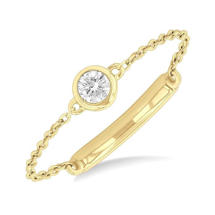Bezel Set Petite Diamond Fashion Chain Ring