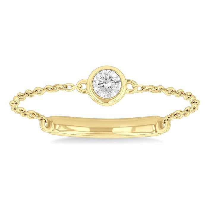 Bezel Set Petite Diamond Fashion Chain Ring