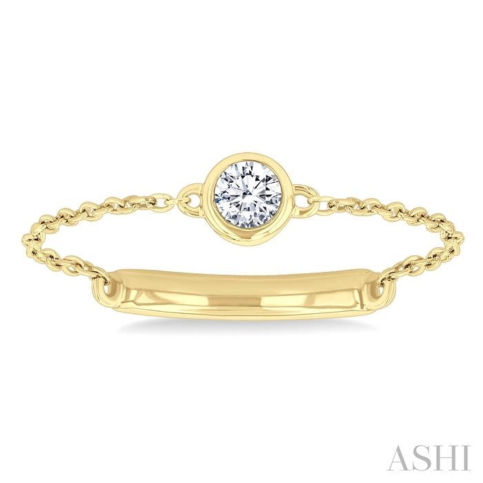 1/20 Ctw Petite Bezel Set Diamond Fashion Chain Ring in 10K Yellow Gold