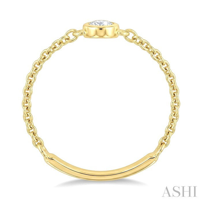 1/20 Ctw Petite Bezel Set Diamond Fashion Chain Ring in 10K Yellow Gold