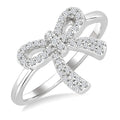 1/5 Ctw Round Cut Diamond Bow Petite Fashion Ring in 10K White Gold
