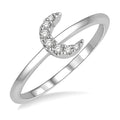 1/20 Ctw Crescent Round Cut Diamond Petite Fashion Ring in 10K White Gold