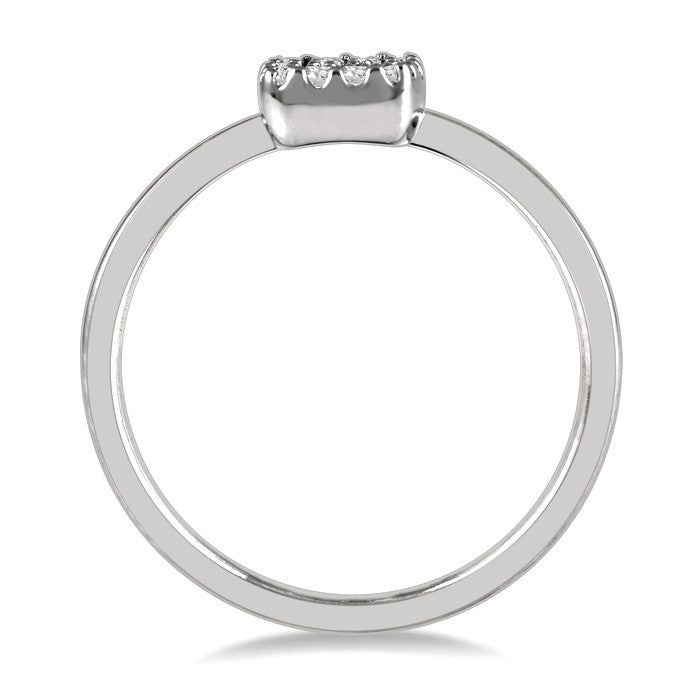 1/8 Ctw Cushion Shape Round Cut Diamond Petite Fashion Ring in 10K White Gold