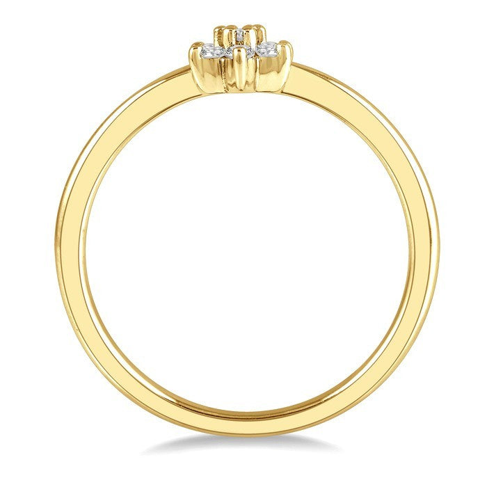 1/8 Ctw Floral Round Cut Diamond Petite Fashion Ring in 14K Yellow Gold