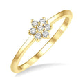 1/8 Ctw Floral Round Cut Diamond Petite Fashion Ring in 10K Yellow Gold