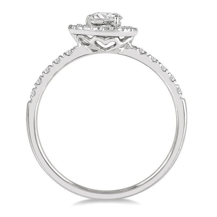 1/4 Ctw Round and Pear Cut Diamond Petite Fashion Ring in 14K White Gold