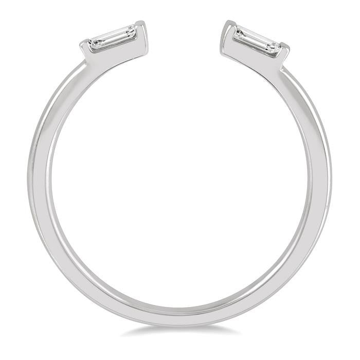 1/10 Ctw Open Center Petite Baguette Diamond Stackable Ring in 10K White Gold