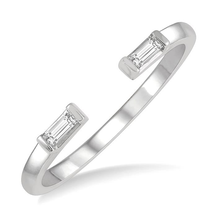 Stackable Petite Baguette Diamond Fashion Open Ring