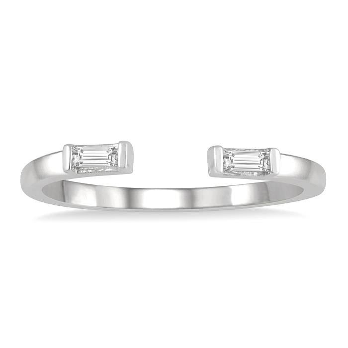 Stackable Petite Baguette Diamond Fashion Open Ring