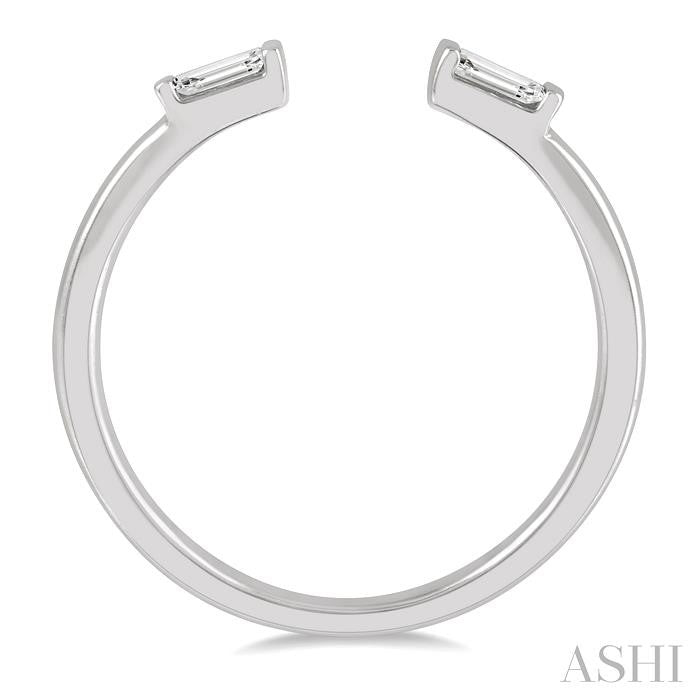 1/10 Ctw Open Center Petite Baguette Diamond Stackable Ring in 10K White Gold