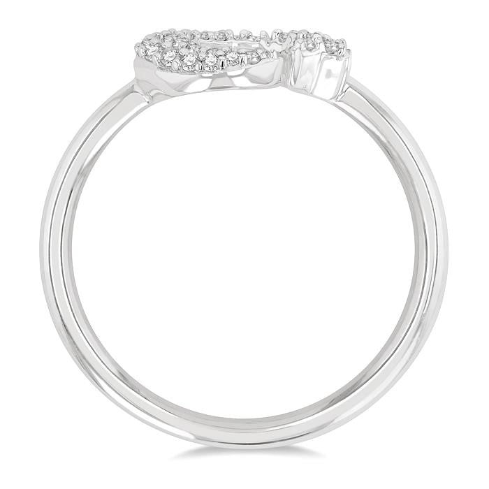 1/6 Ctw Crescent Moon and Star Round Cut Petite Diamond Fashion Ring in 10K White Gold