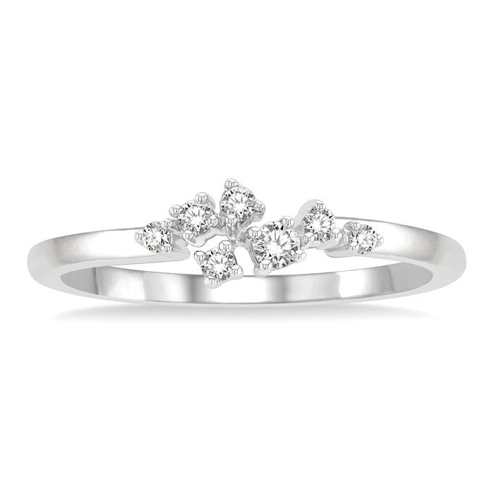 1/8 Ctw Petite Open Center Scatter Round Cut Diamond Fashion Ring in 14K White Gold