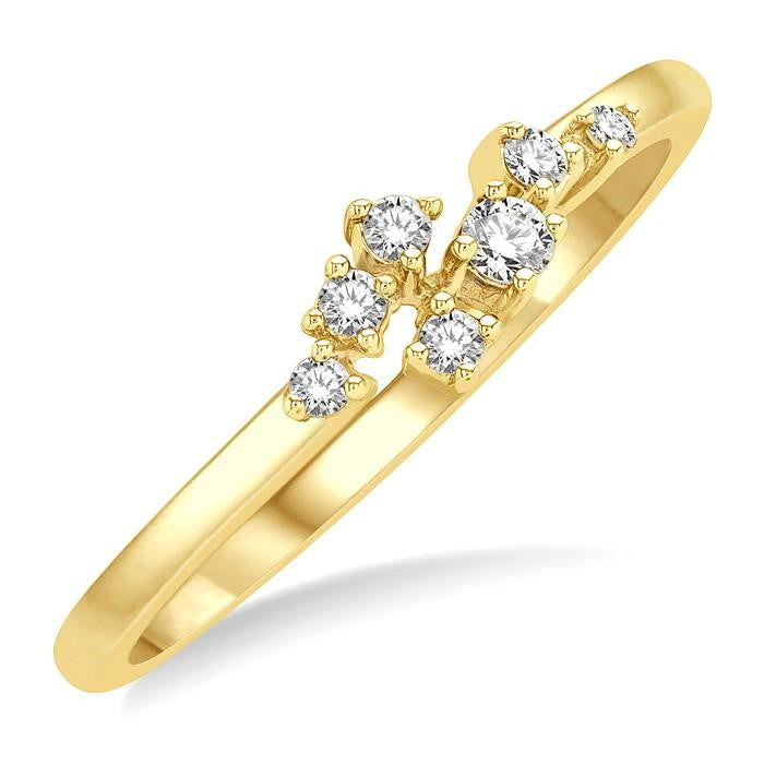 1/8 Ctw Petite Open Center Scatter Round Cut Diamond Fashion Ring in 14K Yellow Gold