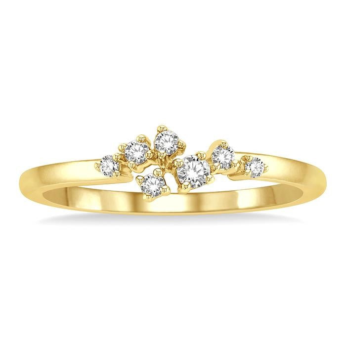 1/8 Ctw Petite Open Center Scatter Round Cut Diamond Fashion Ring in 14K Yellow Gold