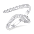 1/3 Ctw Petite Serpent Round Cut Diamond Open Center Fashion Ring in 10K White Gold