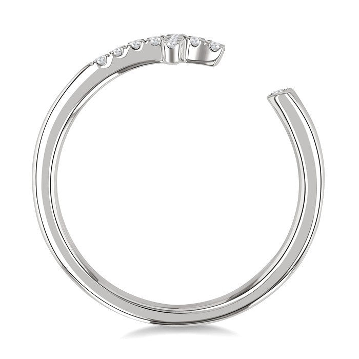 1/10 Ctw Petite Cross Round Cut Diamond Open Fashion Ring in 10K White Gold