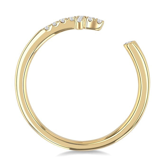 1/10 Ctw Petite Cross Round Cut Diamond Open Fashion Ring in 10K Yellow Gold