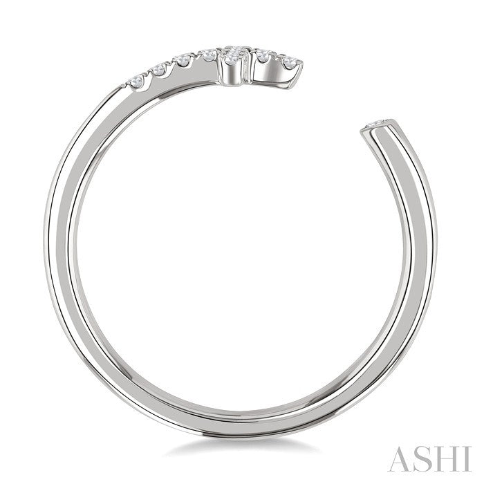 1/10 Ctw Petite Cross Round Cut Diamond Open Fashion Ring in 10K White Gold