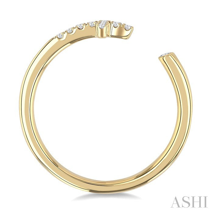 1/10 Ctw Petite Cross Round Cut Diamond Open Fashion Ring in 10K Yellow Gold