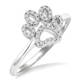1/6 Ctw Petite Dog Paw Round Cut Diamond Fashion Ring in 10K White Gold