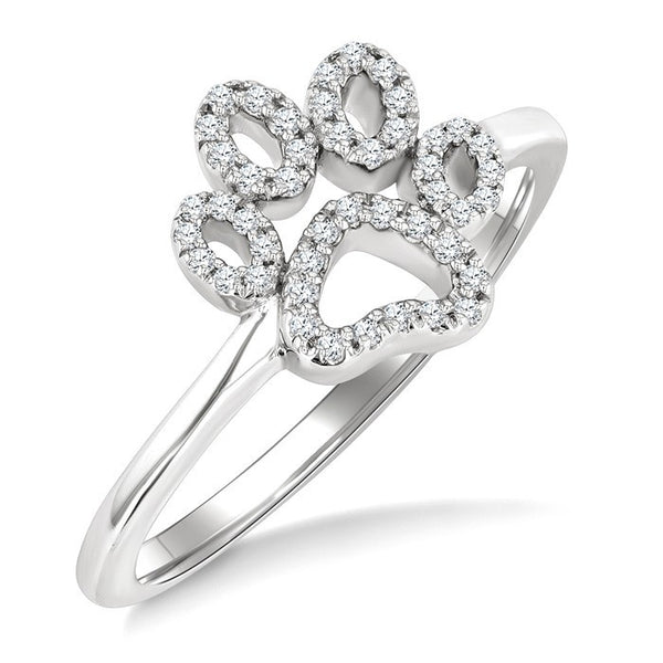 1/6 Ctw Petite Dog Paw Round Cut Diamond Fashion Ring in 10K White Gold