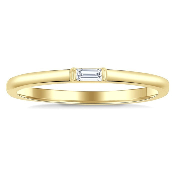 1/20 Ctw Baguette Diamond Petite Fashion Ring in 10K Yellow Gold