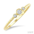 1/10 Ctw 3-Stone Bezel Set Round Cut Diamond Petite Ring in 10K Yellow Gold
