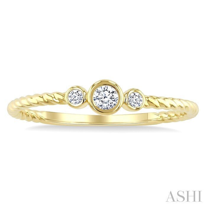 1/10 Ctw 3-Stone Bezel Set Round Cut Diamond Petite Ring in 10K Yellow Gold