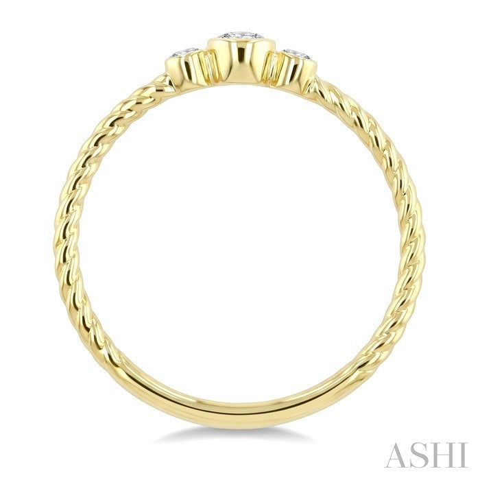 1/10 Ctw 3-Stone Bezel Set Round Cut Diamond Petite Ring in 10K Yellow Gold