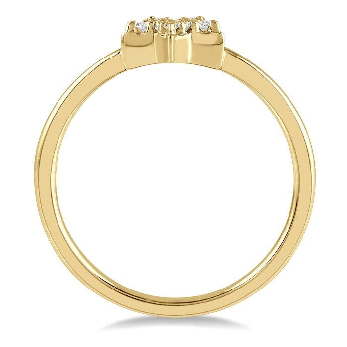 1/10 Ctw Star Round Cut Diamond Petite Fashion Ring in 14K Yellow Gold