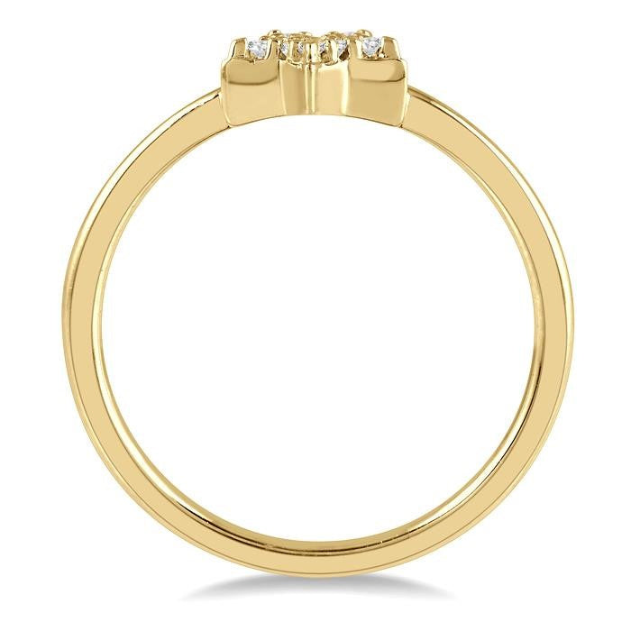1/10 Ctw Star Round Cut Diamond Petite Fashion Ring in 10K Yellow Gold