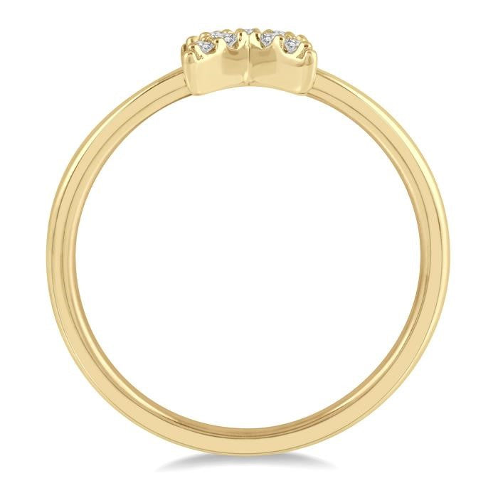 1/10 Ctw Floral Round Cut Diamond Petite Fashion Ring in 10K Yellow Gold